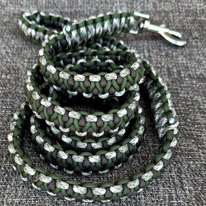 Paracord Dog Leash OD Green, Dark Brown, Camo 70" ~ Made in USA ~ 550 Paracord